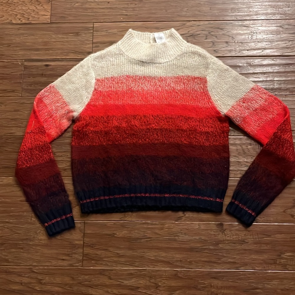 American Eagle Women’s Ombré Stripe Mock Neck Sweater Size S